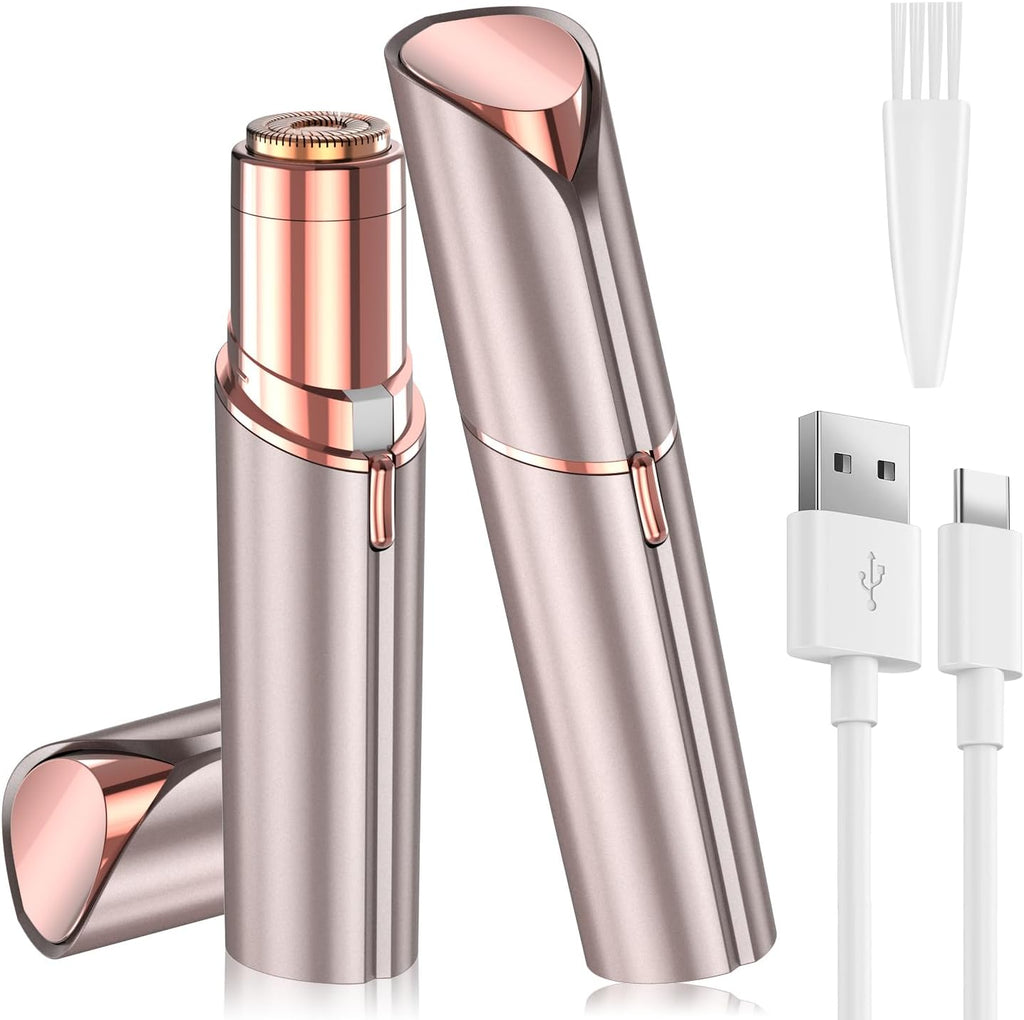 Facial Hair Remover for Women, Face Hair Trimmer, Rechargeable Women's Facial Shaver, Painless Lady Shavers for Women for Face Hair, Upper Lips, Peach Fuzz, Bikini Body-White