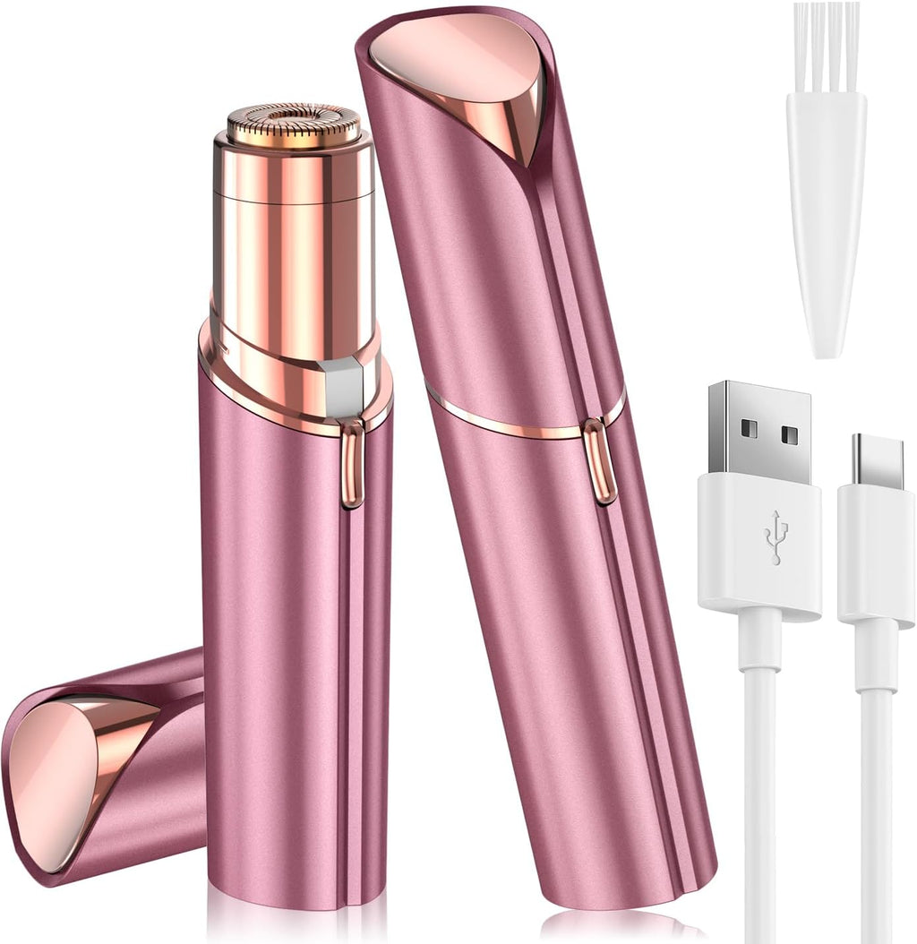 Facial Hair Remover for Women, Face Hair Trimmer, Rechargeable Women's Facial Shaver, Painless Lady Shavers for Women for Face Hair, Upper Lips, Peach Fuzz, Bikini Body-White