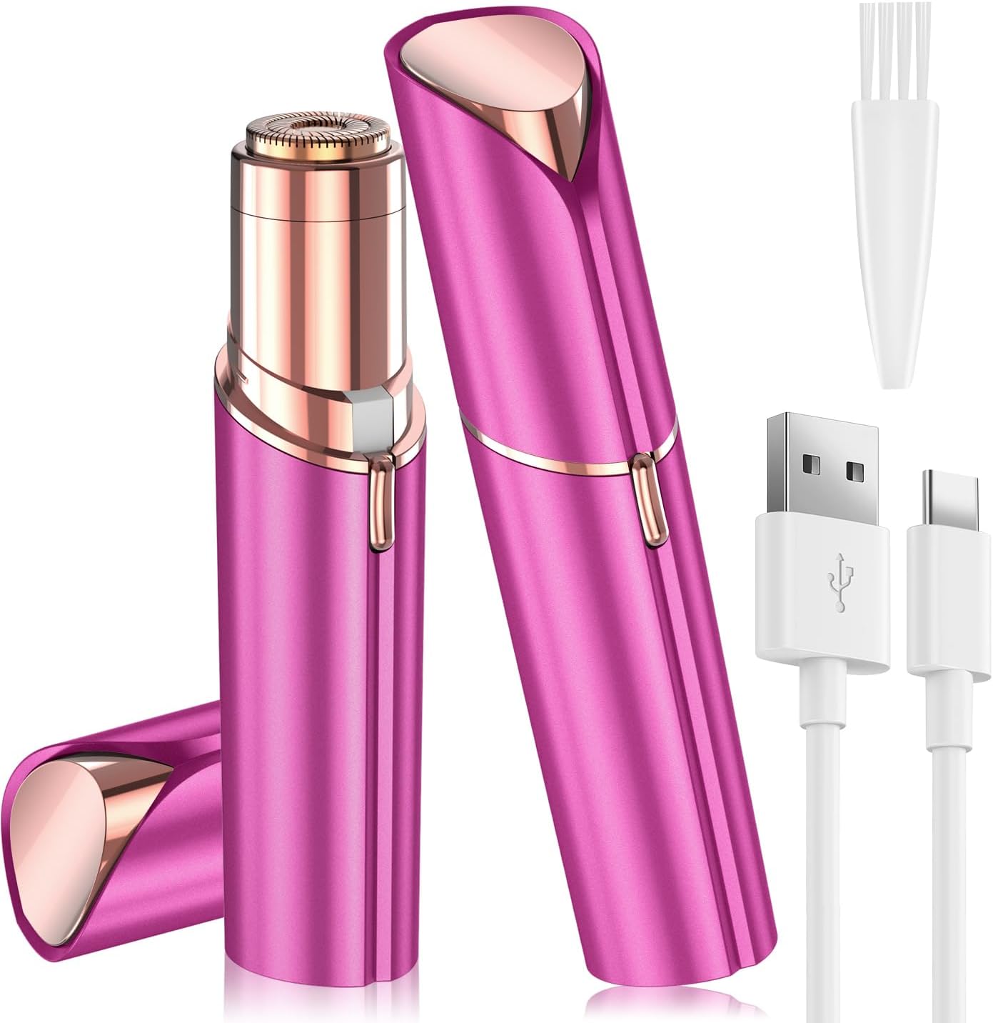 Facial Hair Remover for Women, Face Hair Trimmer, Rechargeable Women's Facial Shaver, Painless Lady Shavers for Women for Face Hair, Upper Lips, Peach Fuzz, Bikini Body-White