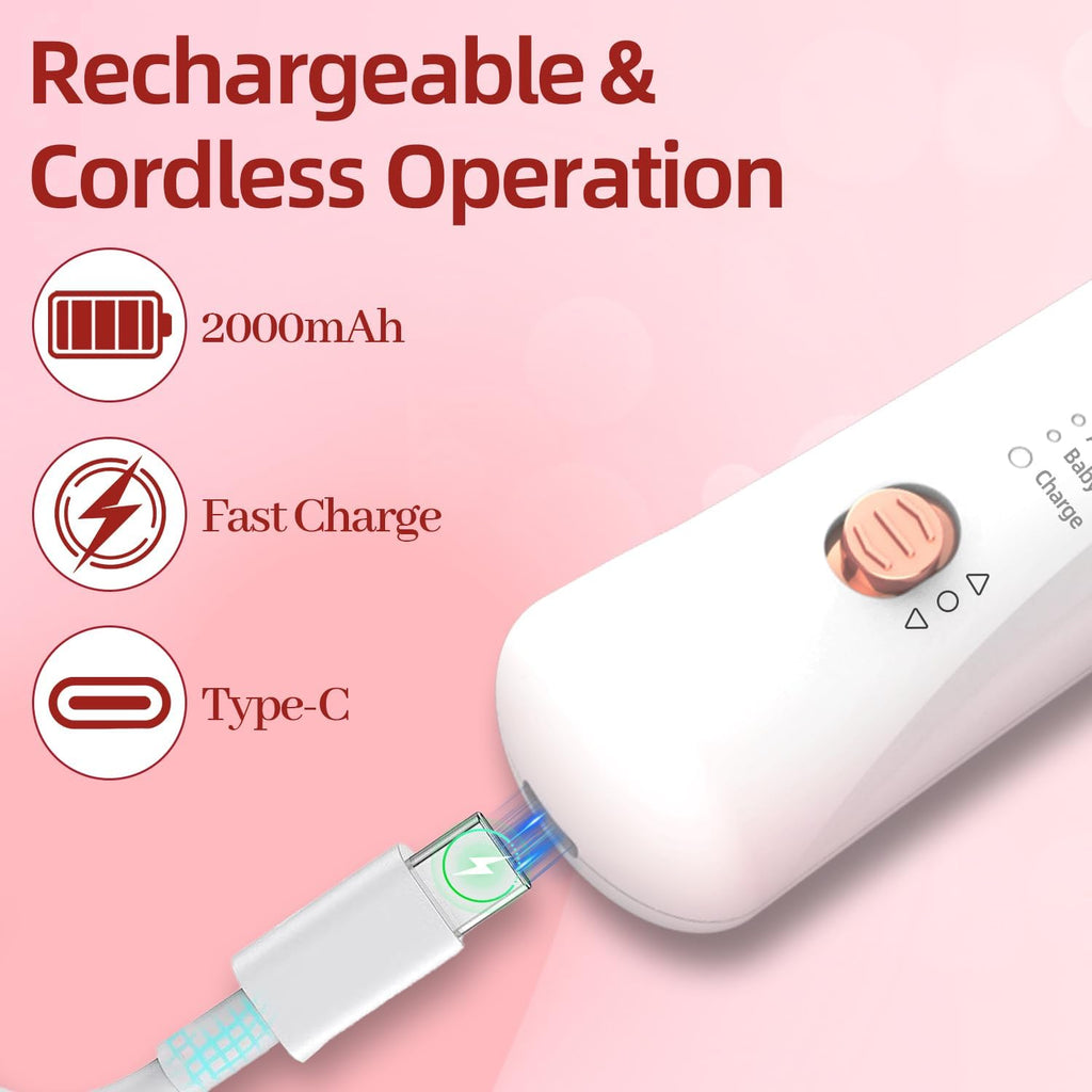 Maniküre Set Elektrisch, USB Wiederaufladbar Pediküre Set Fußpflege Elektrisch Nagelfeile mit 8 Aufsätze, LED-Licht, Nagelpflege für Schöne Hände und Füße, (Weiß, Roségold) MJQ005