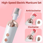 Maniküre Set Elektrisch, USB Wiederaufladbar Pediküre Set Fußpflege Elektrisch Nagelfeile mit 8 Aufsätze, LED-Licht, Nagelpflege für Schöne Hände und Füße, (Weiß, Roségold) MJQ005