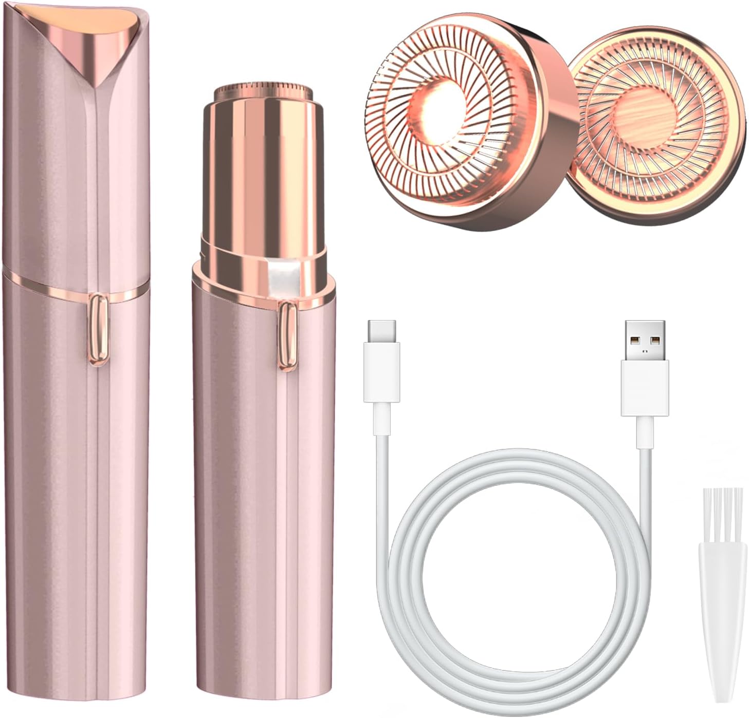 Facial Hair Remover for Women, Face Hair Trimmer with Two Replacement Blades, Rechargeable Women's Facial Shaver, Painless Lady Shavers for Women for Face Hair