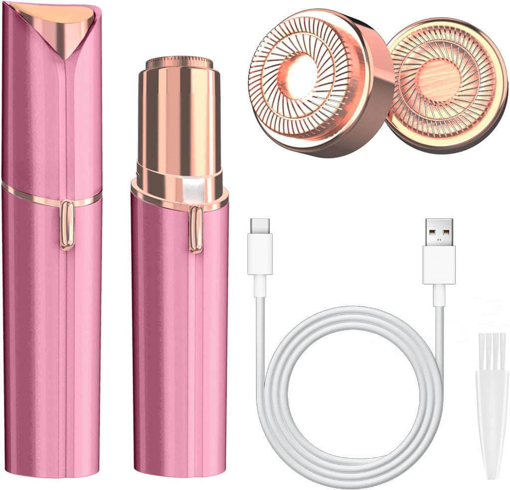 Facial Hair Remover for Women, Face Hair Trimmer with Two Replacement Blades, Rechargeable Women's Facial Shaver, Painless Lady Shavers for Women for Face Hair