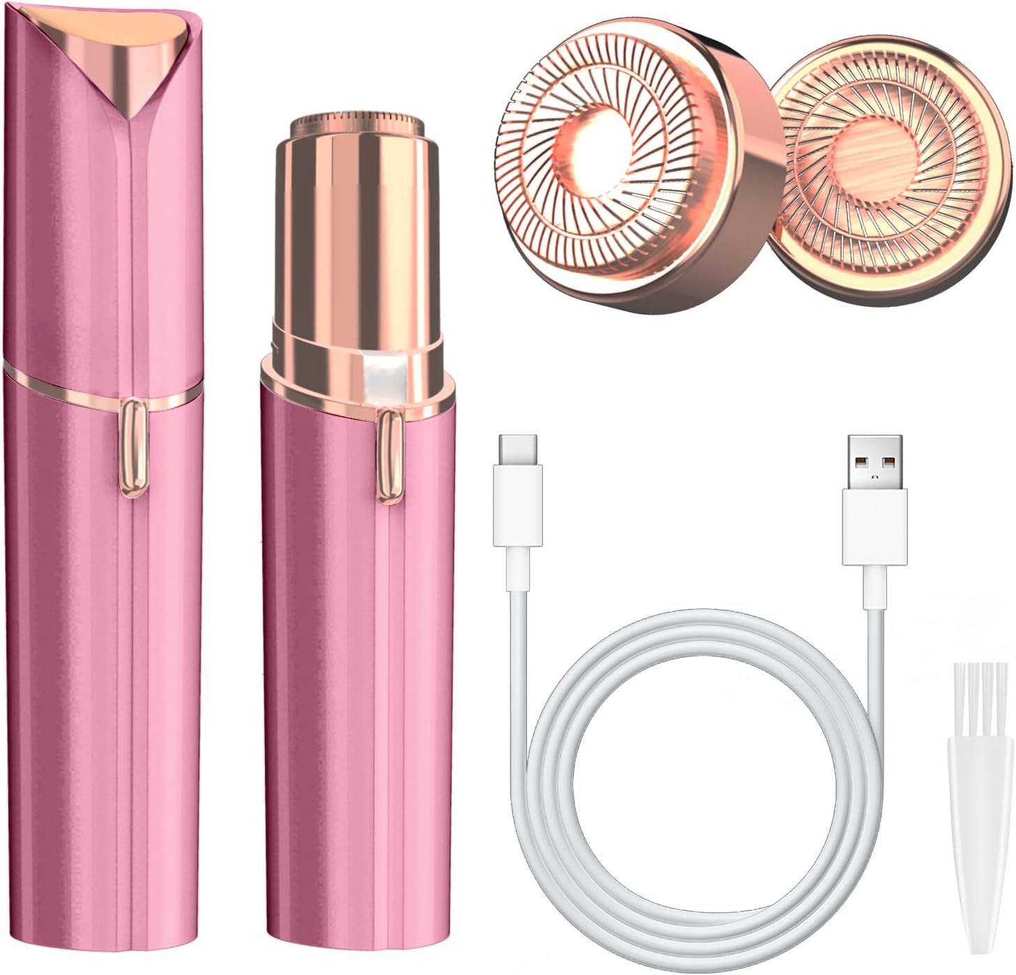 Facial Hair Remover for Women, Face Hair Trimmer with Two Replacement Blades, Rechargeable Women's Facial Shaver, Painless Lady Shavers for Women for Face Hair