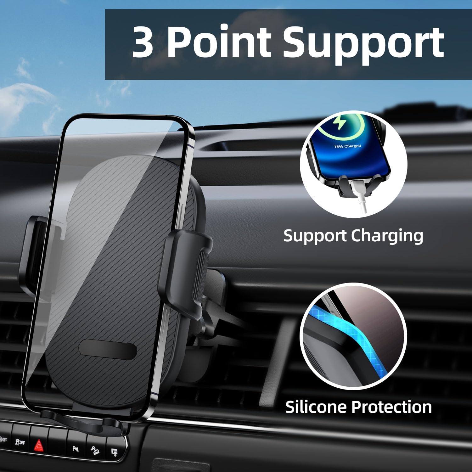 Soporte mejorado para teléfono de coche, rotación de 360°, con succión súper fuerte, soporte de teléfono para salpicadero/parabrisas/ventilación de aire, soporte de teléfono para todos los