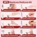 Maniküre Set Elektrisch, USB Wiederaufladbar Pediküre Set Fußpflege Elektrisch Nagelfeile mit 8 Aufsätze, LED-Licht, Nagelpflege für Schöne Hände und Füße, (Weiß, Roségold) MJQ005