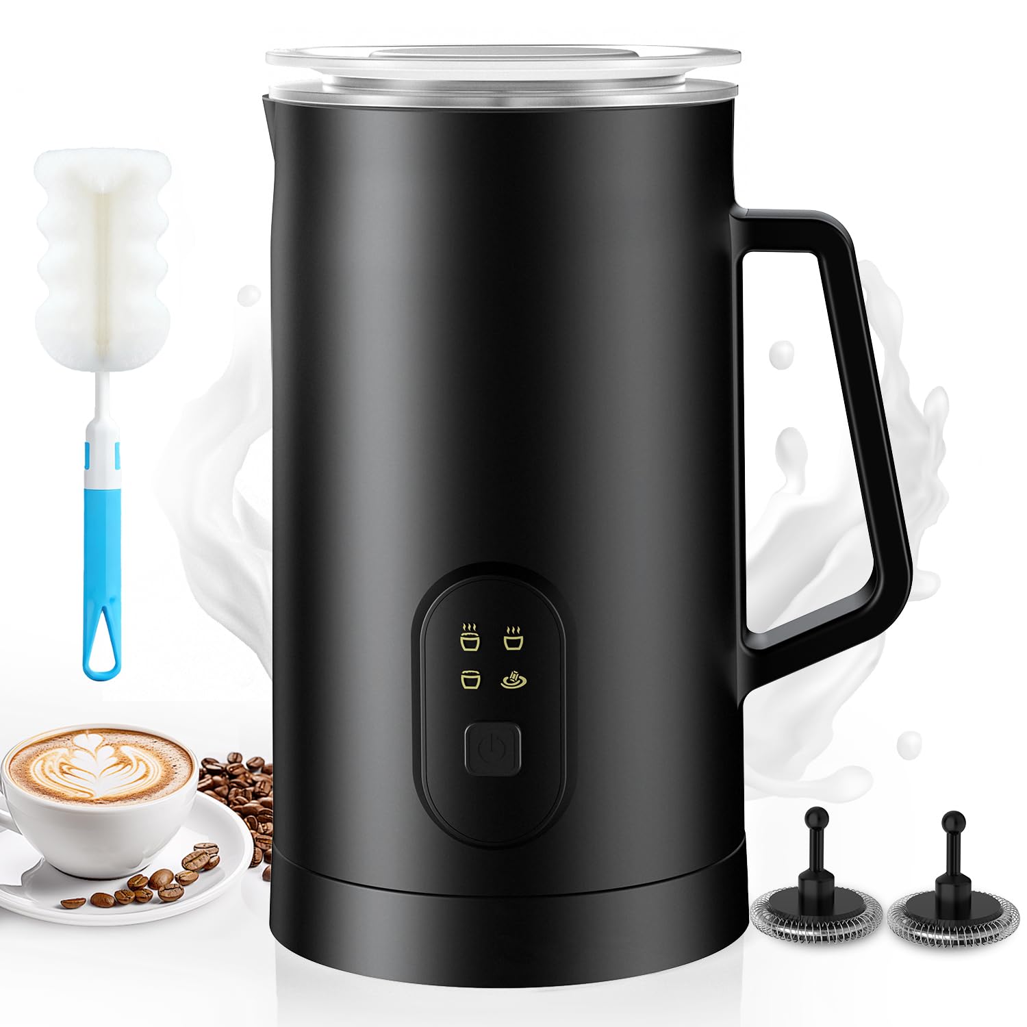 4-in-1 Milk Frother, 580ml Automatic Hot and Cold Milk Frother and Warmer, Electric Milk Frother for Latte, Cappuccino, Chocolate XZR1