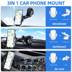 Car Phone Holder, Car Phone Mount 360° Rotation, Upgraded Version with Strong Suction Power, Phone Cradle for Dashboard/Windscreen/Air Vent, Phone Holder for all 4.0''-7.0'' Phones