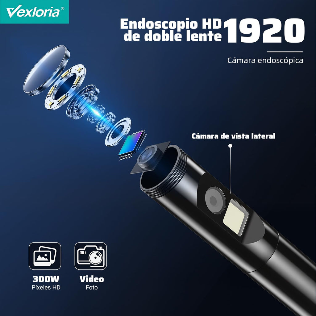 Caméra d'inspection endoscopique, caméra endoscopique HD 1920p, endoscope pour mobile avec sonde de 7,9 mm et 8 LED, caméra d'inspection de canalisations étanche IP68 pour Android et iPhone (5 m) 