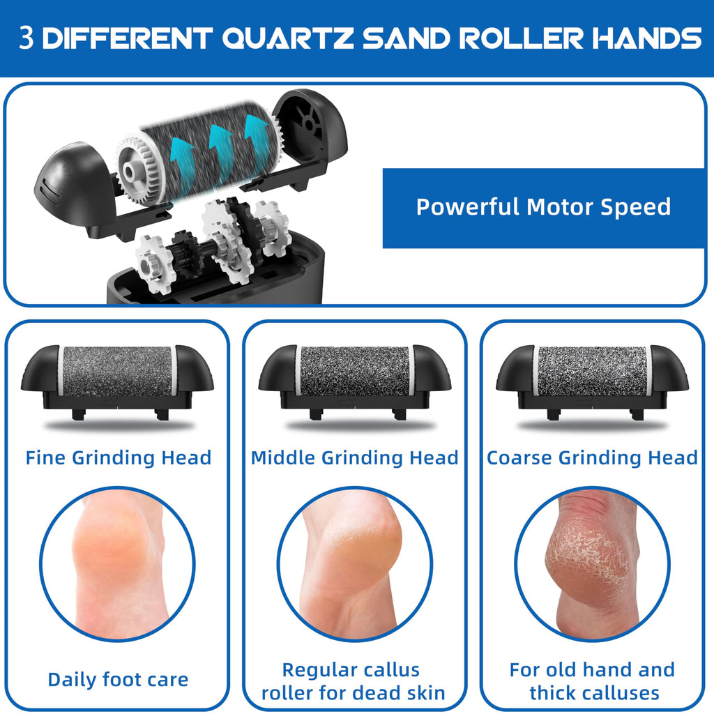 Lima Electrica Pies Durezas, Lima elétrica pies con LED y 3 Cabezales de Recambio Foot File 2 Velocidades, Pedicura Profesional Pies Kit para Pies Callos Pies Eliminar