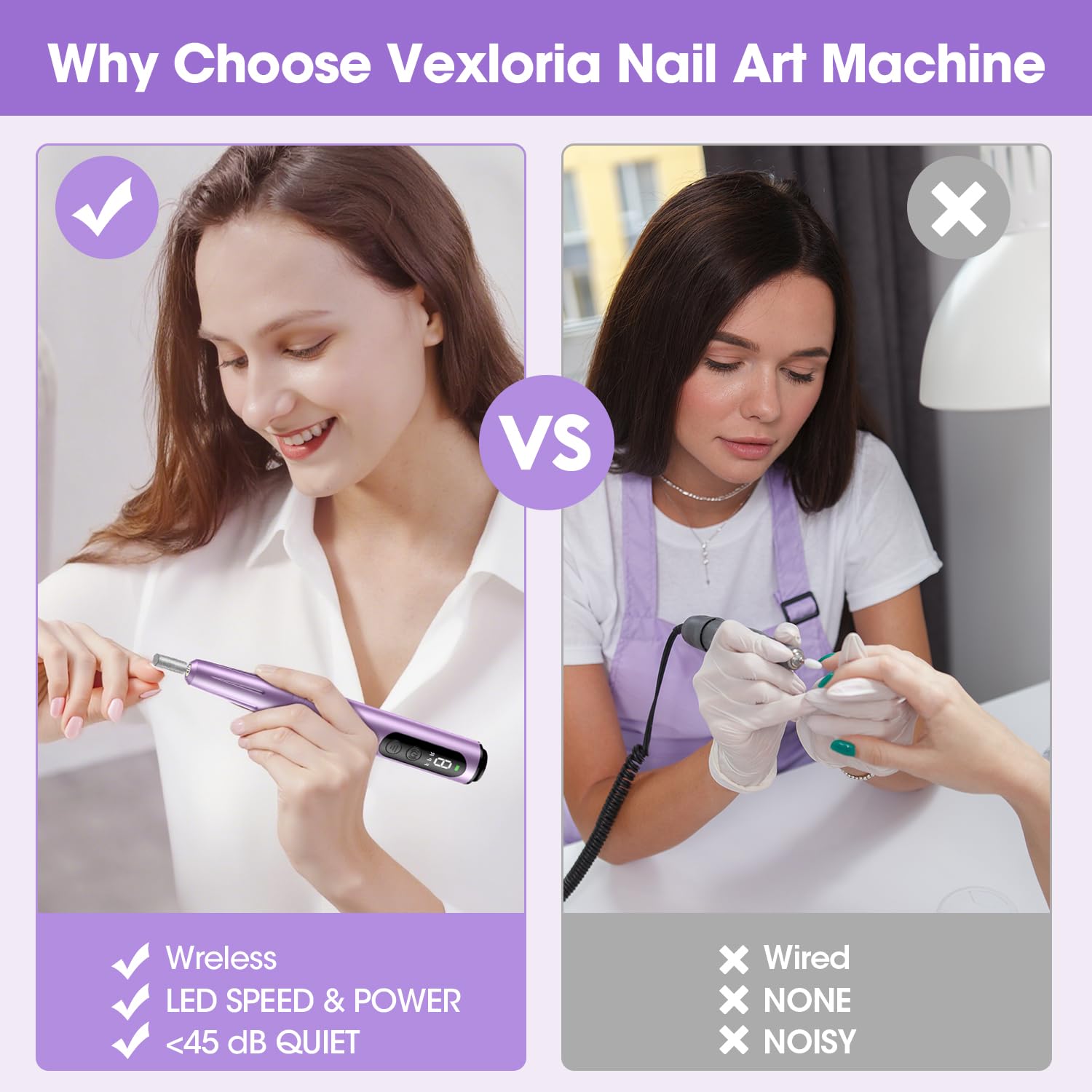 Electric Nail File, Cordless Nail Drill, Pedicure Sets for Feet, Nail Drill, Electric Nail File for Gel/Acrylic Nails and Hard Cuticles