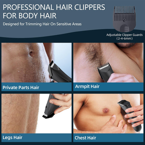 Men's Intimate Shaver, Painless Body Razor with LED Light and Display, Men's Intimate Area, Wet and Dry, Body Hair Trimmer for Legs, Chest, Armpit and Groin