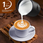 Elektrischer Milchaufschäumer 4-in-1, automatischer Milchaufschäumer 580 ml, leiser Betrieb, für heißen und kalten Milchaufschäumer, großes Fassungsvermögen, für Latte Macchiato, Kaffee und Schokolade HE2 (Schwarz) 