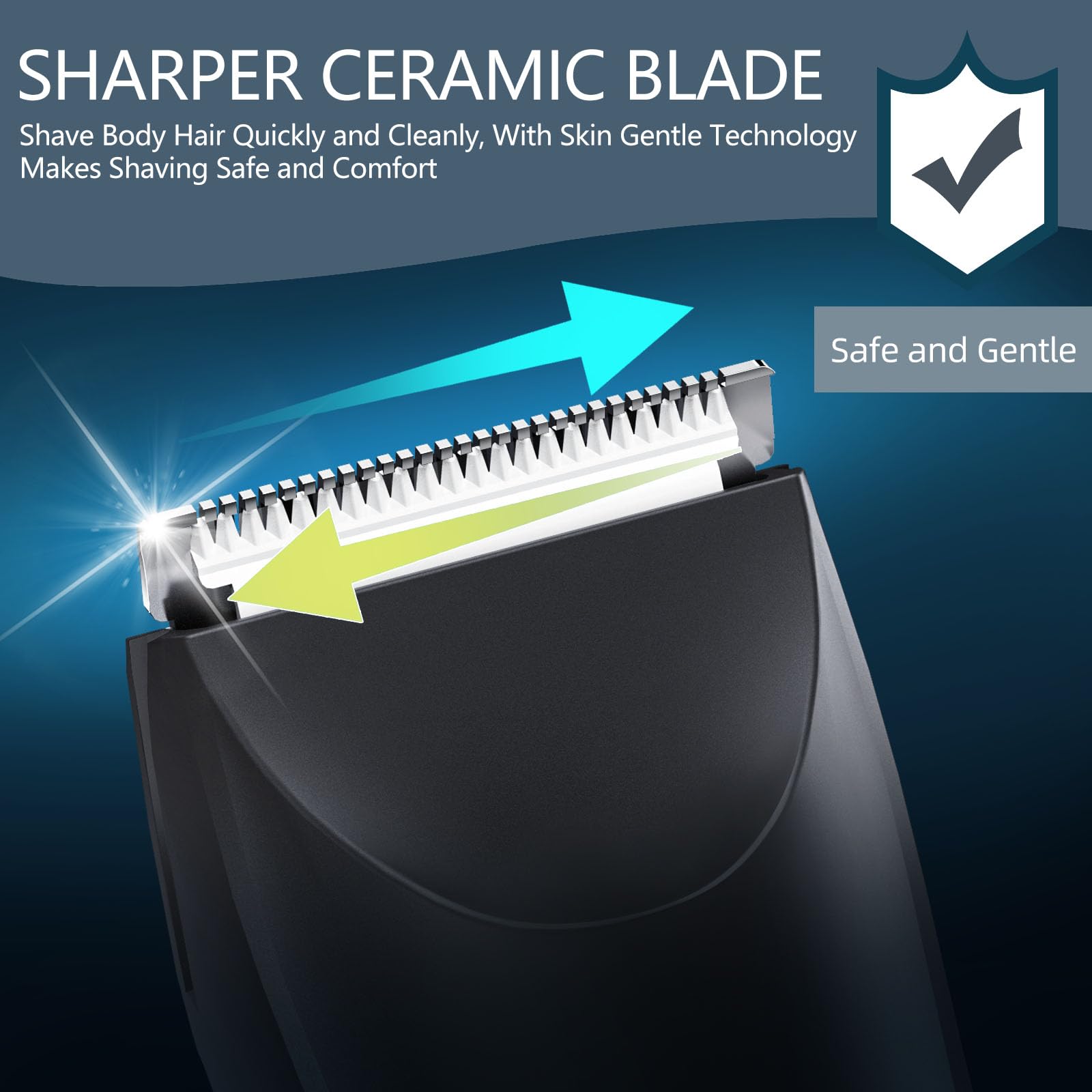 Men's Intimate Shaver, Painless Body Razor with LED Light and Display, Men's Intimate Area, Wet and Dry, Body Hair Trimmer for Legs, Chest, Armpit and Groin