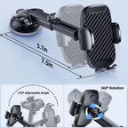 Car Phone Holder, Car Phone Mount 360° Rotation, Upgraded Version with Strong Suction Power, Phone Cradle for Dashboard/Windscreen/Air Vent, Phone Holder for all 4.0''-7.0'' Phones