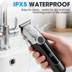 Hair Clippers and Beard Trimmer for Men, All-in-One Waterproof Electric Razor & Nose Hair Trimmer with LED Display, Rechargeable Cordless Face & Body Grooming Kit