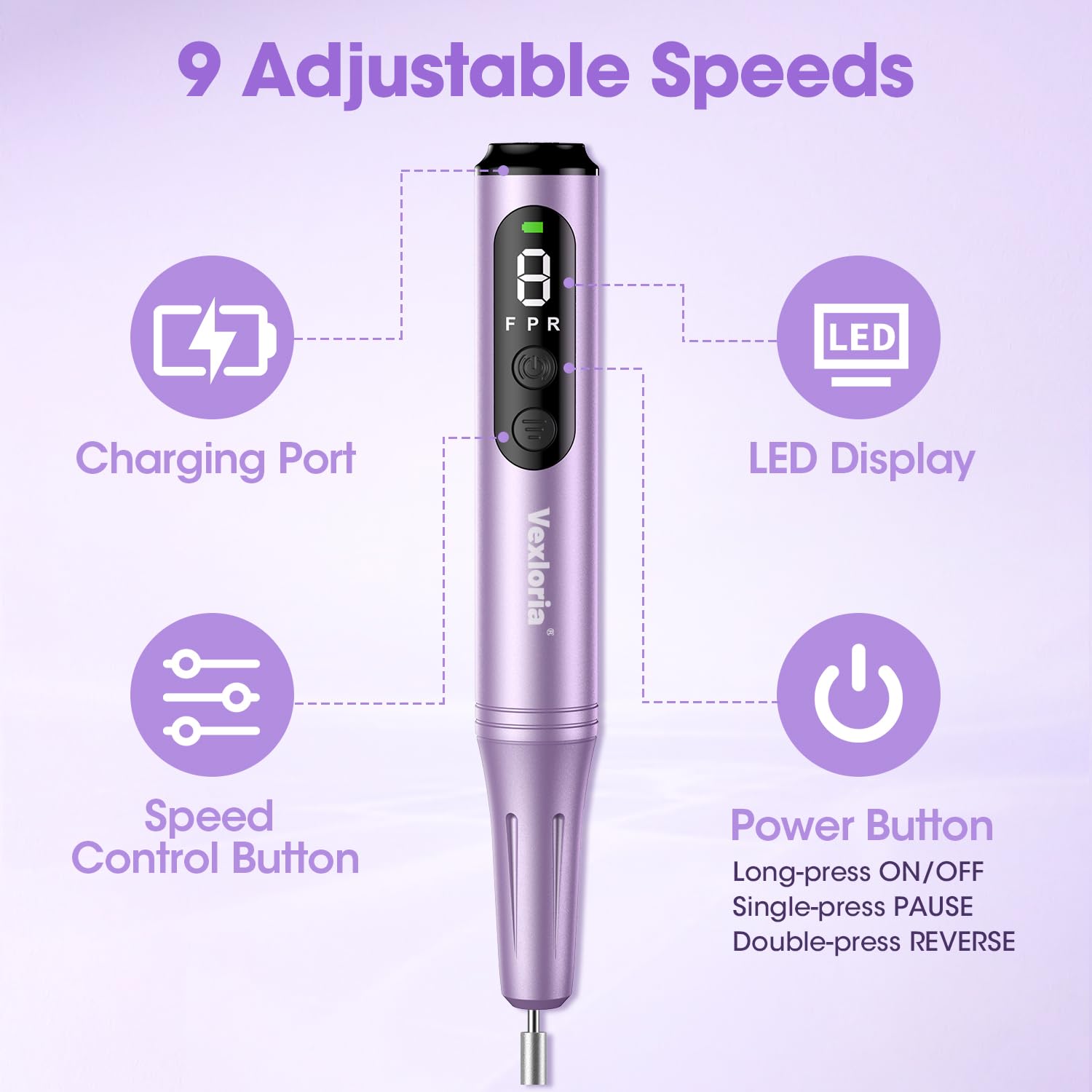 Electric Nail File, Cordless Nail Drill, Pedicure Sets for Feet, Nail Drill, Electric Nail File for Gel/Acrylic Nails and Hard Cuticles