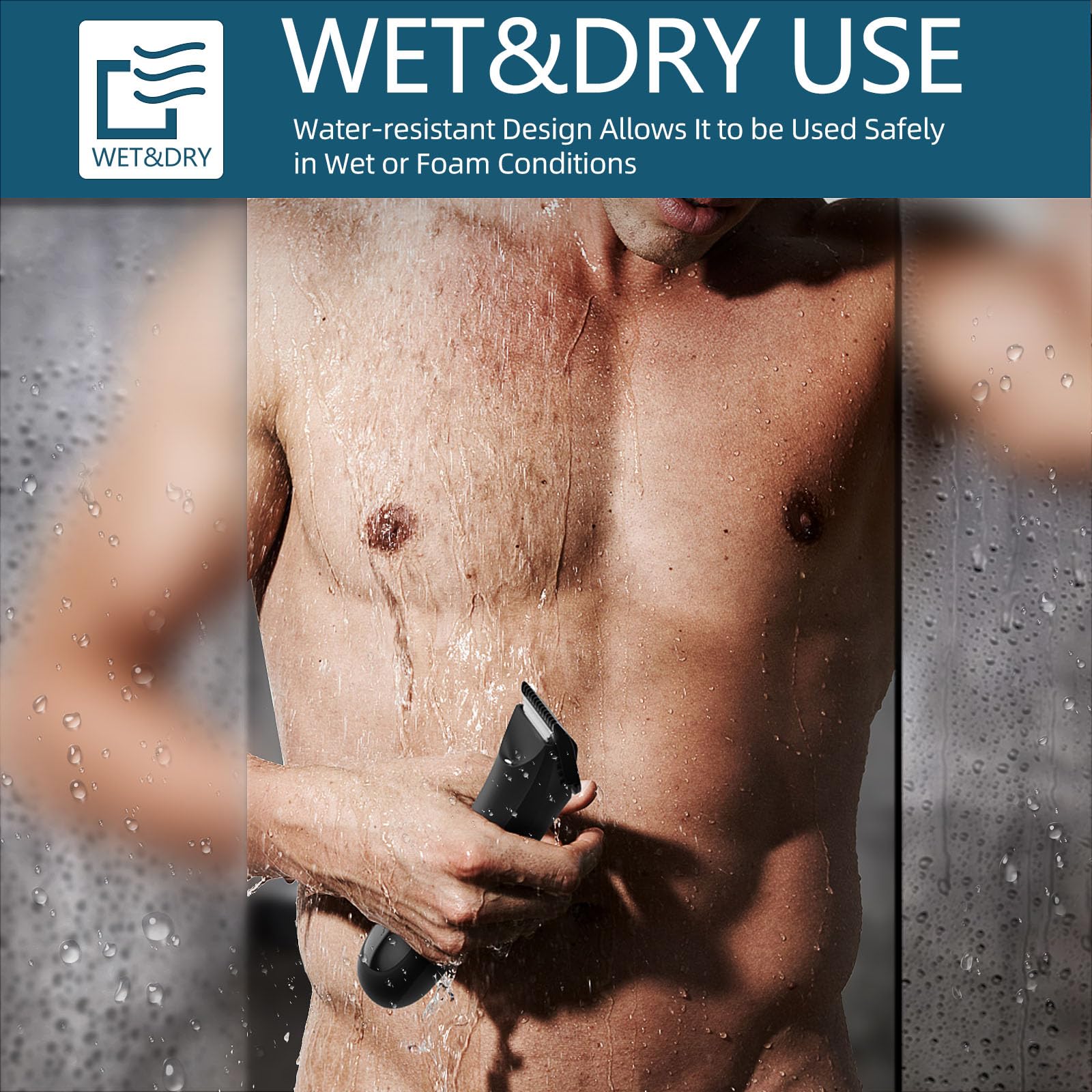 Men's Intimate Shaver, Painless Body Razor with LED Light and Display, Men's Intimate Area, Wet and Dry, Body Hair Trimmer for Legs, Chest, Armpit and Groin