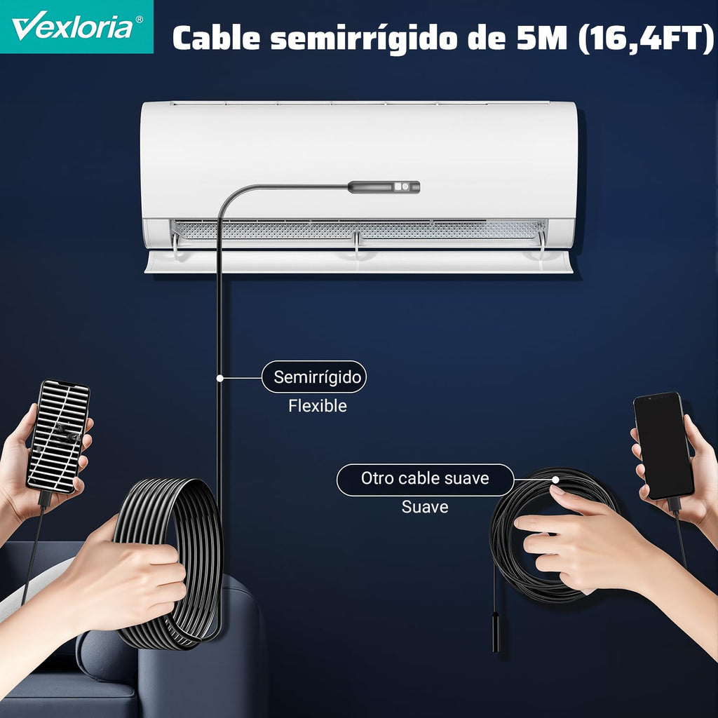 Caméra d'inspection endoscopique, caméra endoscopique HD 1920p, endoscope pour mobile avec sonde de 7,9 mm et 8 LED, caméra d'inspection de canalisations étanche IP68 pour Android et iPhone (5 m) 