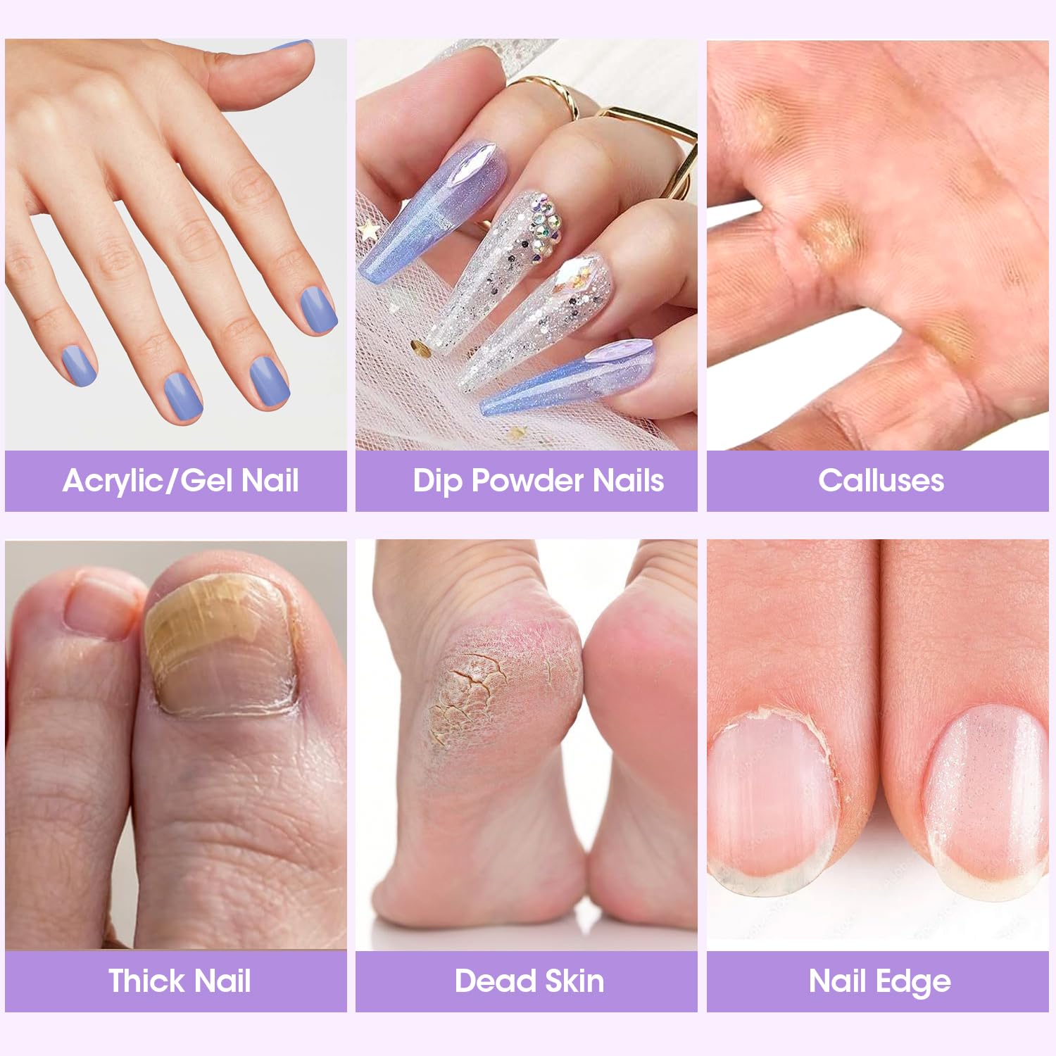 Electric Nail File, Cordless Nail Drill, Pedicure Sets for Feet, Nail Drill, Electric Nail File for Gel/Acrylic Nails and Hard Cuticles