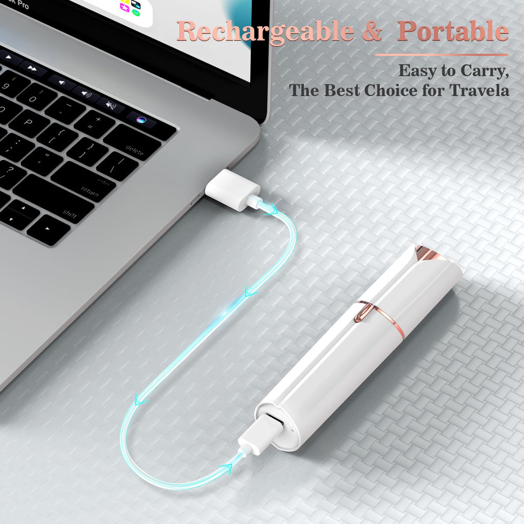 Facial Hair Remover for Women, Face Hair Trimmer, Rechargeable Women's Facial Shaver, Painless Lady Shavers for Women for Face Hair, Upper Lips, Peach Fuzz, Bikini Body-White