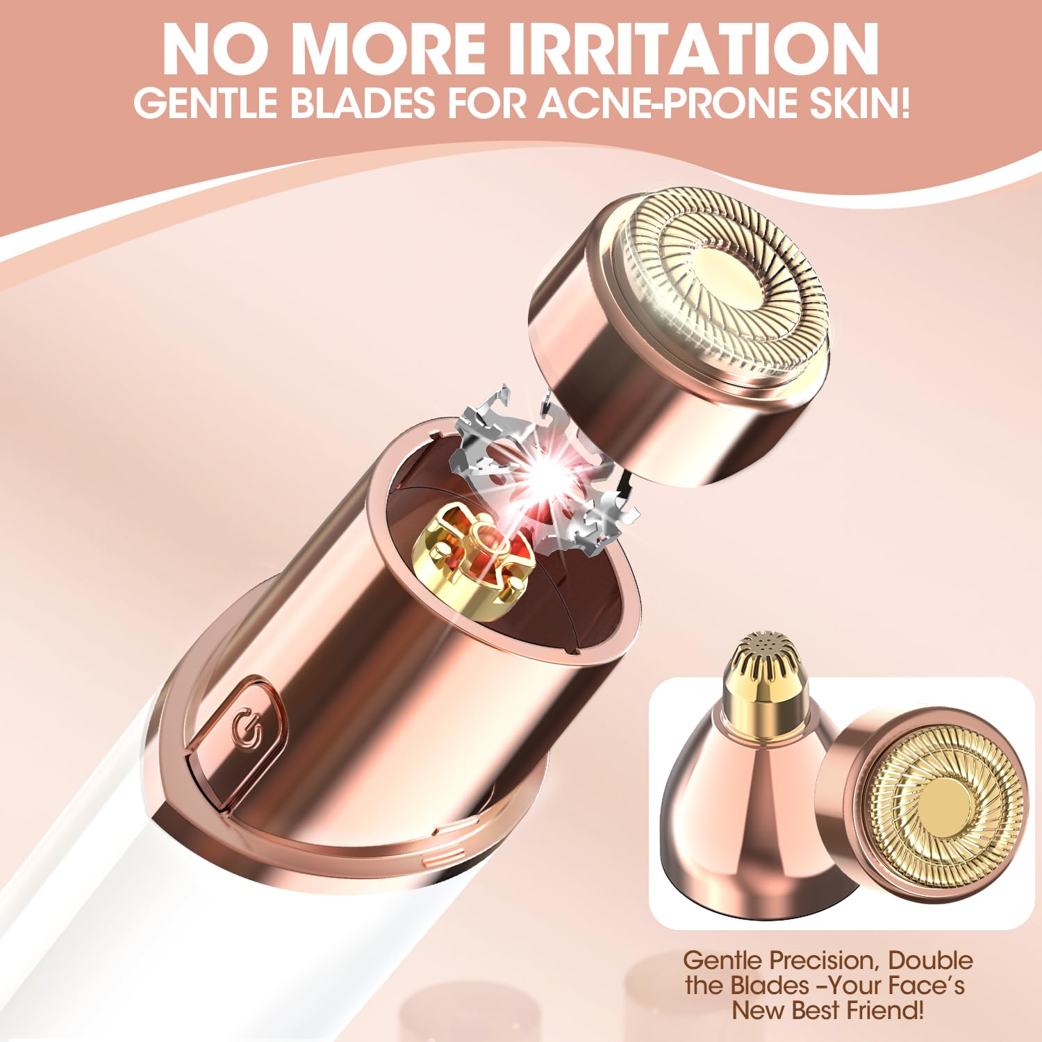 Rasuradora Facial Mujer Recortadora de Cejas Electrica, Afeitadora Eléctrica 2 en 1 Para El Rostro con Luz LED, Barbilla, Mejillas y Cejas Regalo Mujer