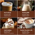 Elektrischer Milchaufschäumer 4-in-1, automatischer Milchaufschäumer 580 ml, leiser Betrieb, für heißen und kalten Milchaufschäumer, großes Fassungsvermögen, für Latte Macchiato, Kaffee und Schokolade HE2 (Schwarz) 