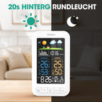 EstacióN MeteorolóGica InaláMbrica Con Sensor Exterior, Radio Reloj Digital Dcf, TermóMetro De Interior, HigróMetro De Interior, Pronosticador Del Tiempo, Actualizar VersióN Blanco