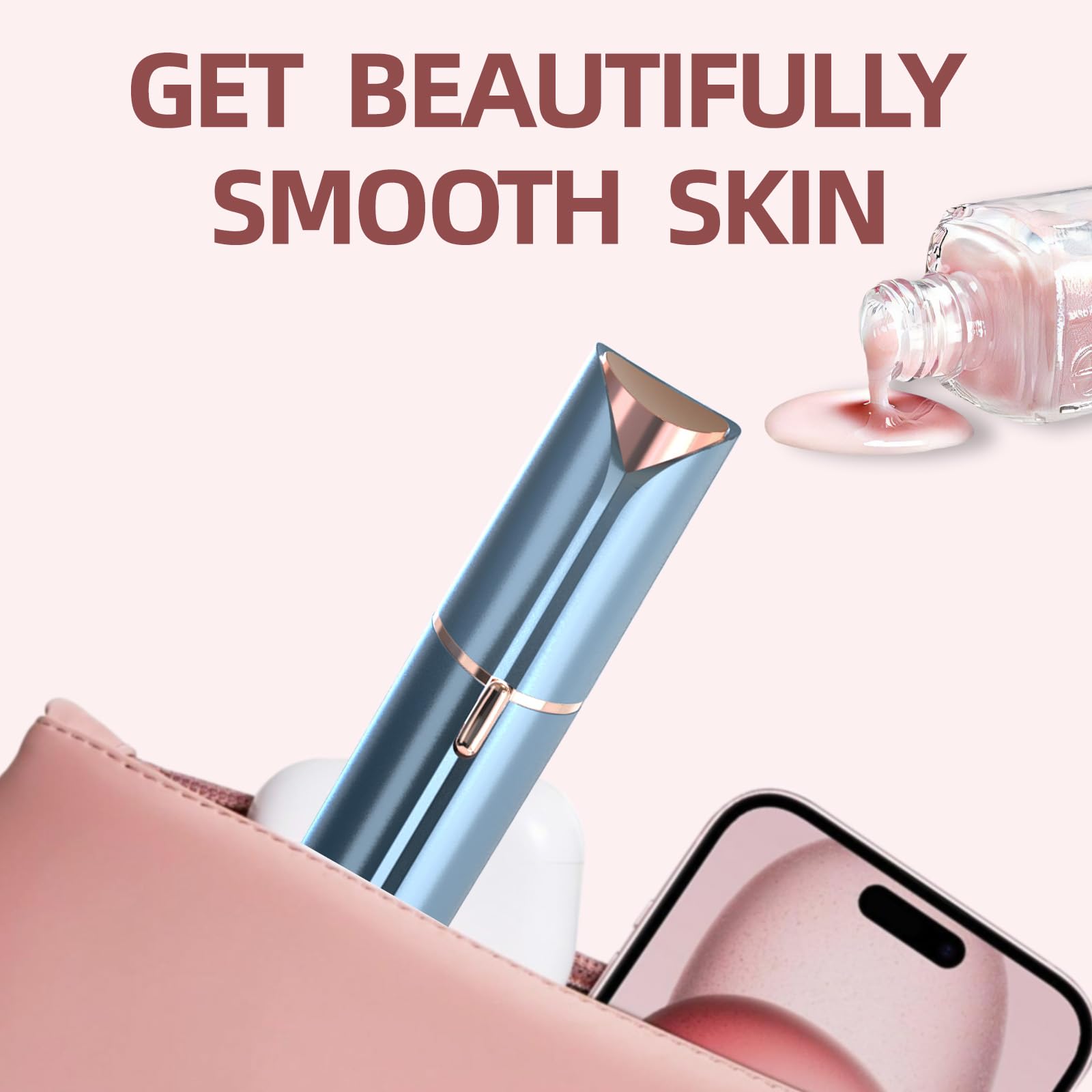 Facial Hair Remover for Women, Face Hair Trimmer with Two Replacement Blades, Rechargeable Women's Facial Shaver, Painless Lady Shavers for Women for Face Hair