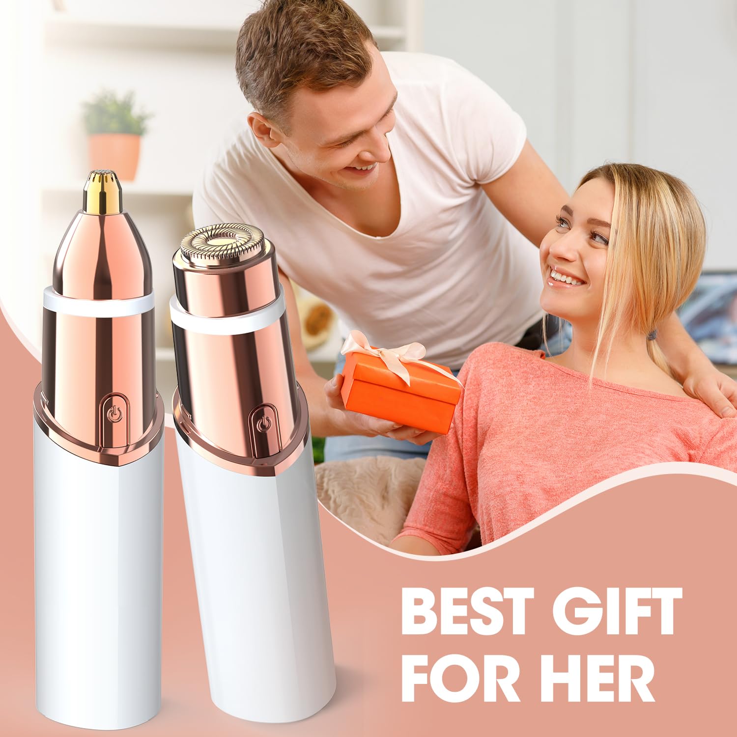 Rasuradora Facial Mujer Recortadora de Cejas Electrica, Afeitadora Eléctrica 2 en 1 Para El Rostro con Luz LED, Barbilla, Mejillas y Cejas Regalo Mujer