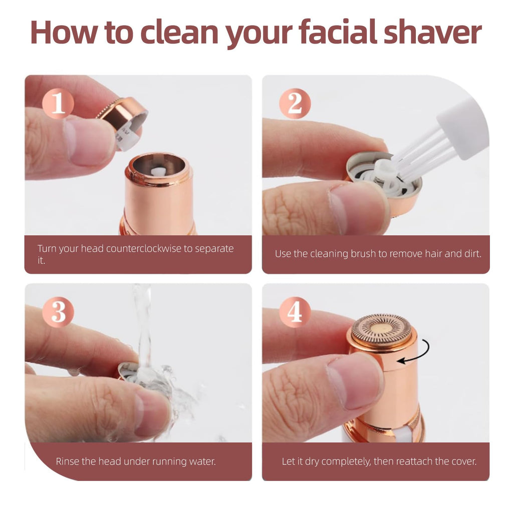 Facial Hair Remover for Women, Face Hair Trimmer with Two Replacement Blades, Rechargeable Women's Facial Shaver, Painless Lady Shavers for Women for Face Hair